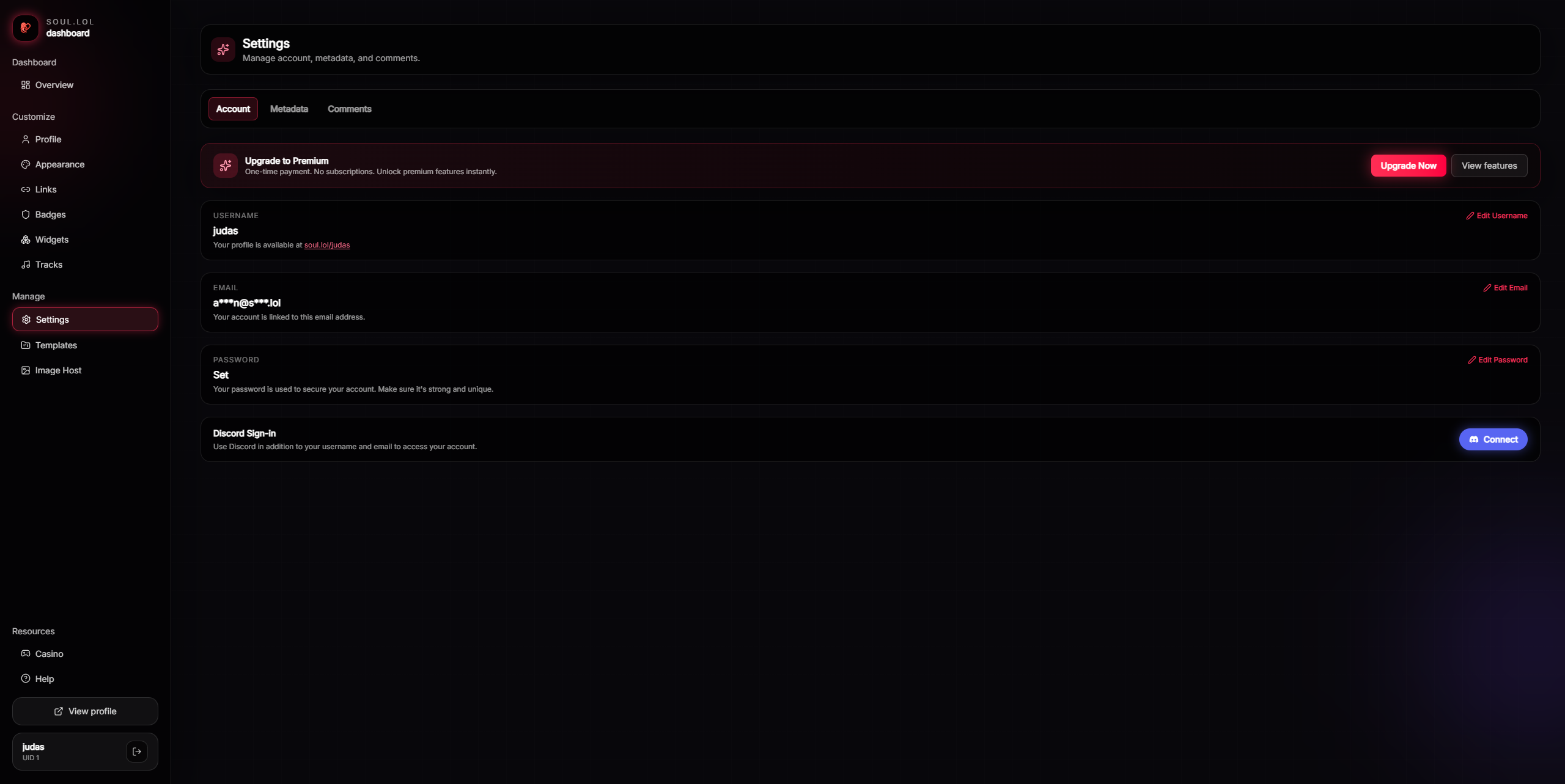 soul.lol dashboard preview